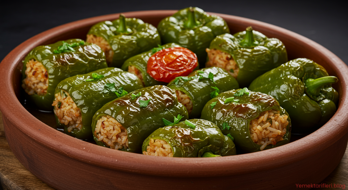 Geleneksel Fırında Biber Dolması Tarifi (Zeytinyağlı)