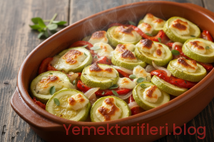 Geleneksel Usullerle Hazırlanmış Zeytinyağlı Fırında Kabak Tarifi