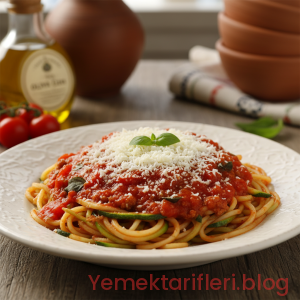 Türk Mutfağı Dokunuşuyla Hafif ve Lezzetli: Domates Soslu Kabak Spagetti Tarifi